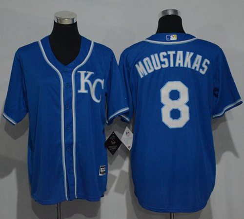 Royals #8 Mike Moustakas Blue Cool Base Stitched Youth MLB Jersey